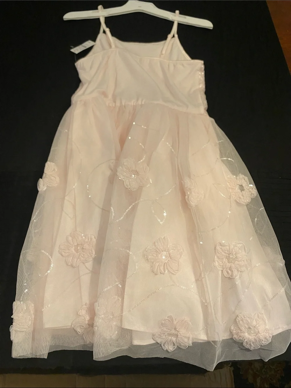 Zhenzi Light Pink Floral Appliqué Tulle Party Dress
